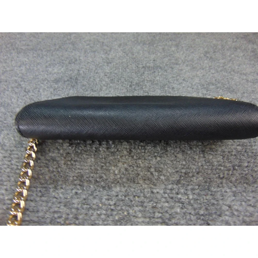 Michael Kors Crossbody Wallet Bag‎ Black Saffiano Gold Chain Designer Minimalist